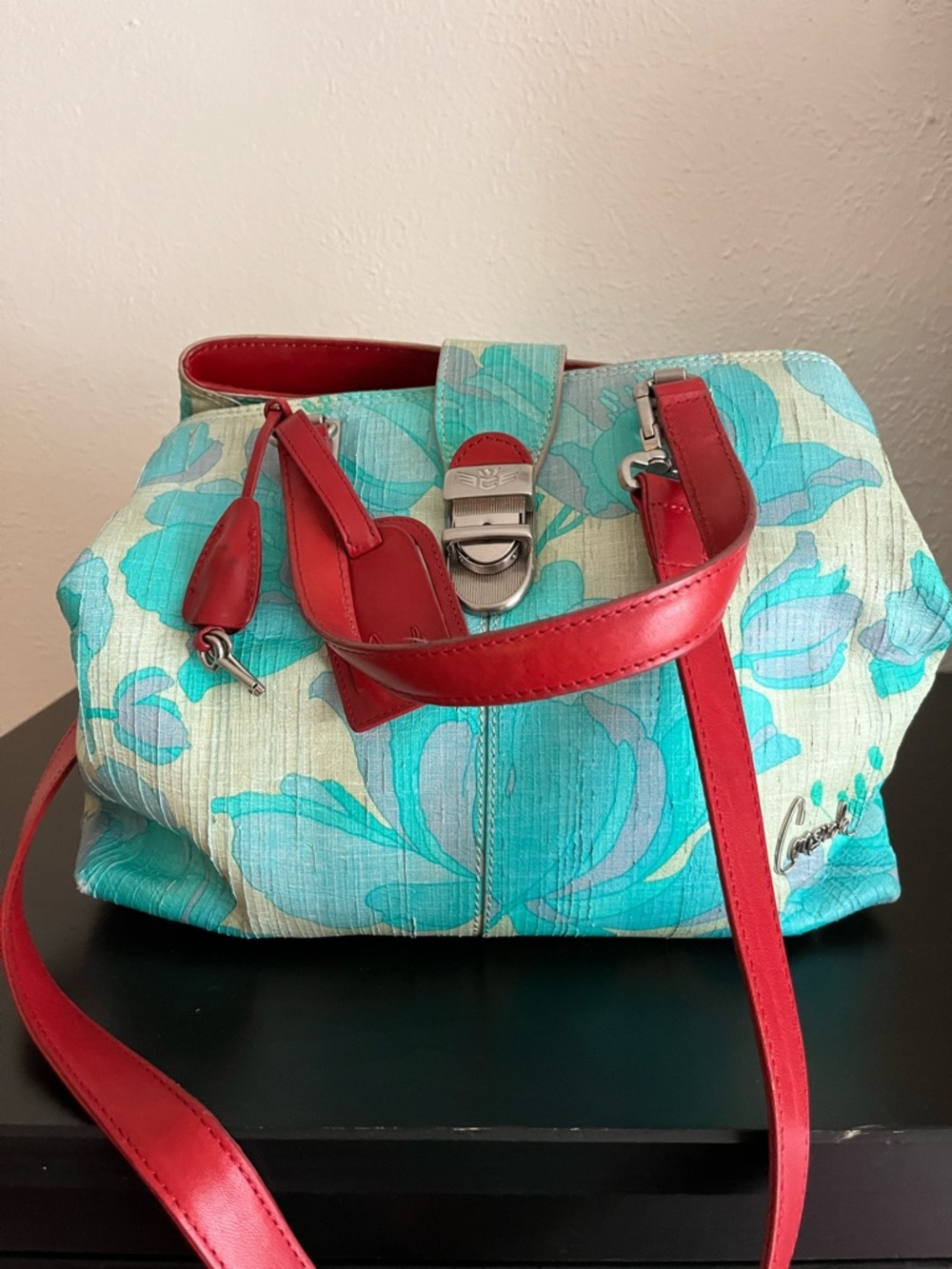 Consuela Azul St. Tropez Small Handbag with Red Handles - Picture 2 of 9